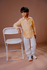 Casual Long-Sleeve Button-Up Shirt with Subtle Chest Embroidery