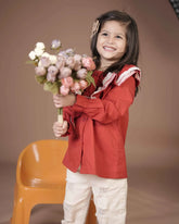 Rustic Ruffles Lace Shirt & Denim Set