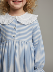 Clara Blue Striped Cotton Dress