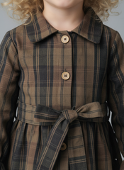 Autumn Plaid Button-Up Dress