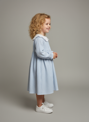 Clara Blue Striped Cotton Dress