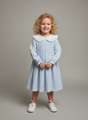 Clara Blue Striped Cotton Dress