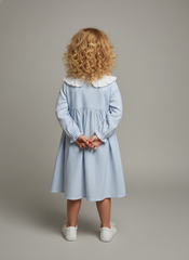 Clara Blue Striped Cotton Dress