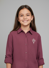 Mulberry Bloom Embroidered Shirt