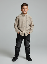 Stone Grid Check Shirt