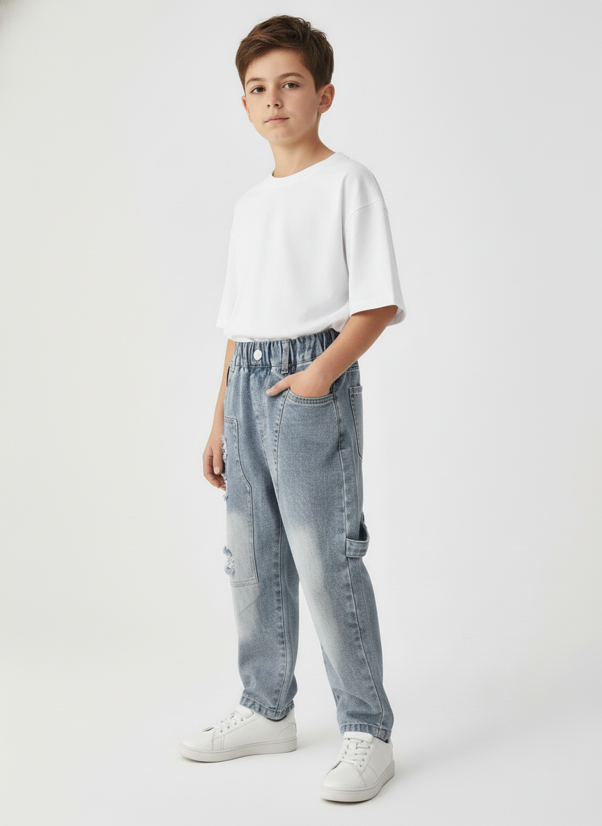 StreetSmiles Relaxed Fit Distressed Jeans