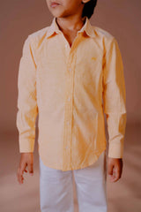 Casual Long-Sleeve Button-Up Shirt with Subtle Chest Embroidery