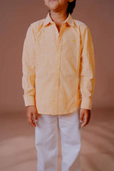 Casual Long-Sleeve Button-Up Shirt with Subtle Chest Embroidery