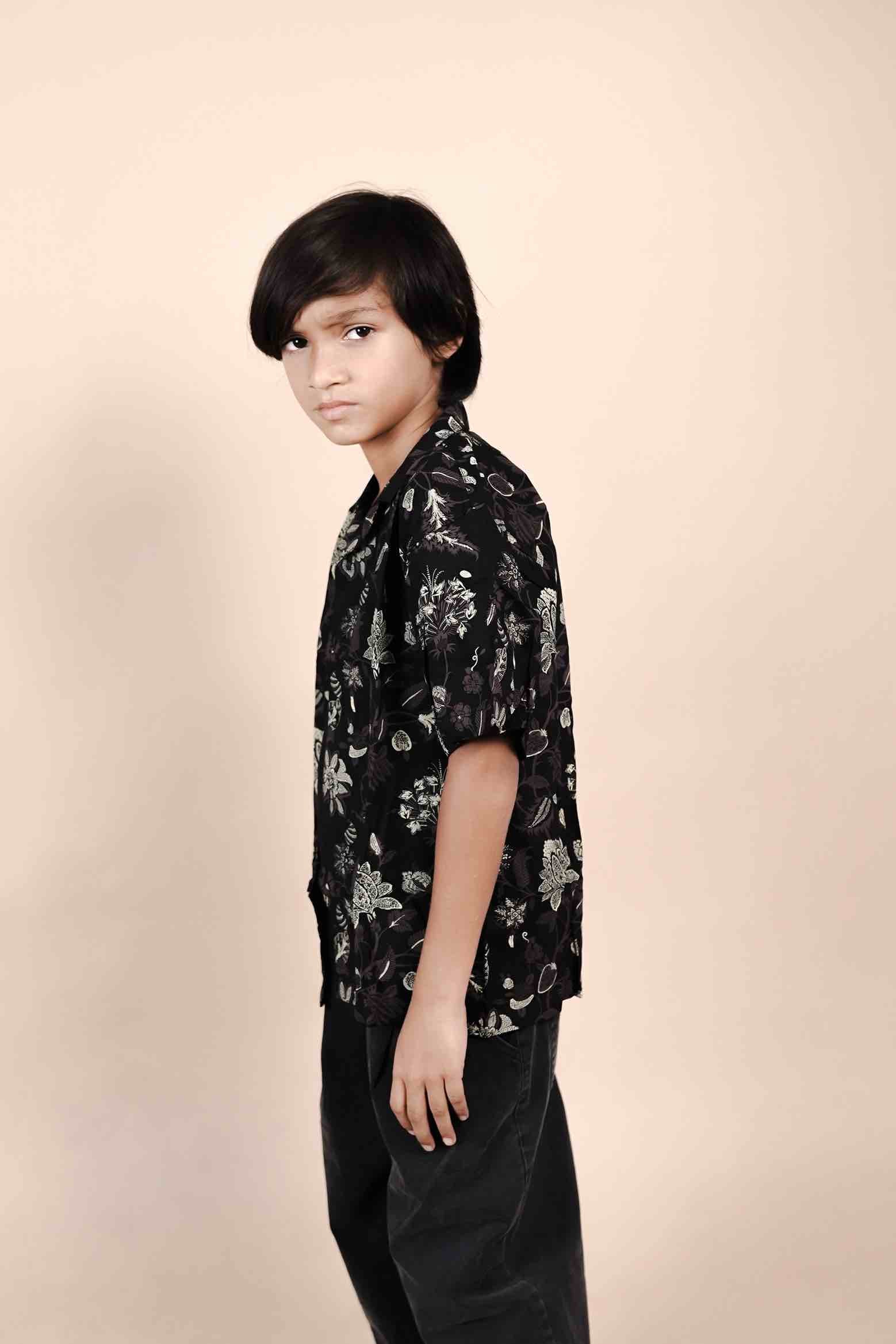 Floral Print Short Sleeve Shirt for Kids