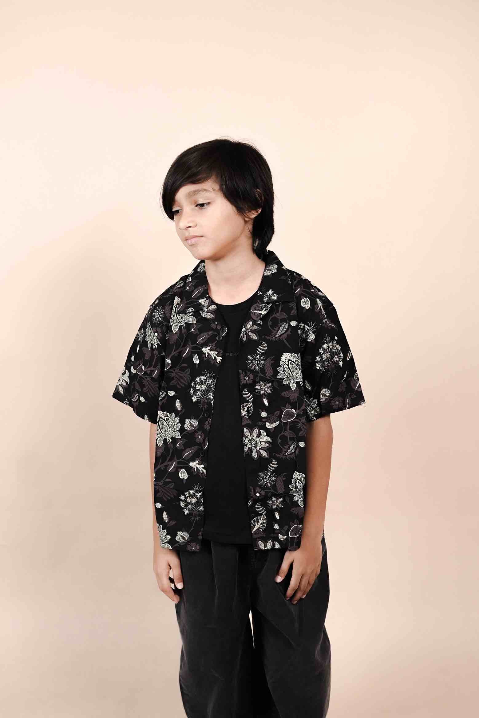 Floral Print Short Sleeve Shirt for Kids
