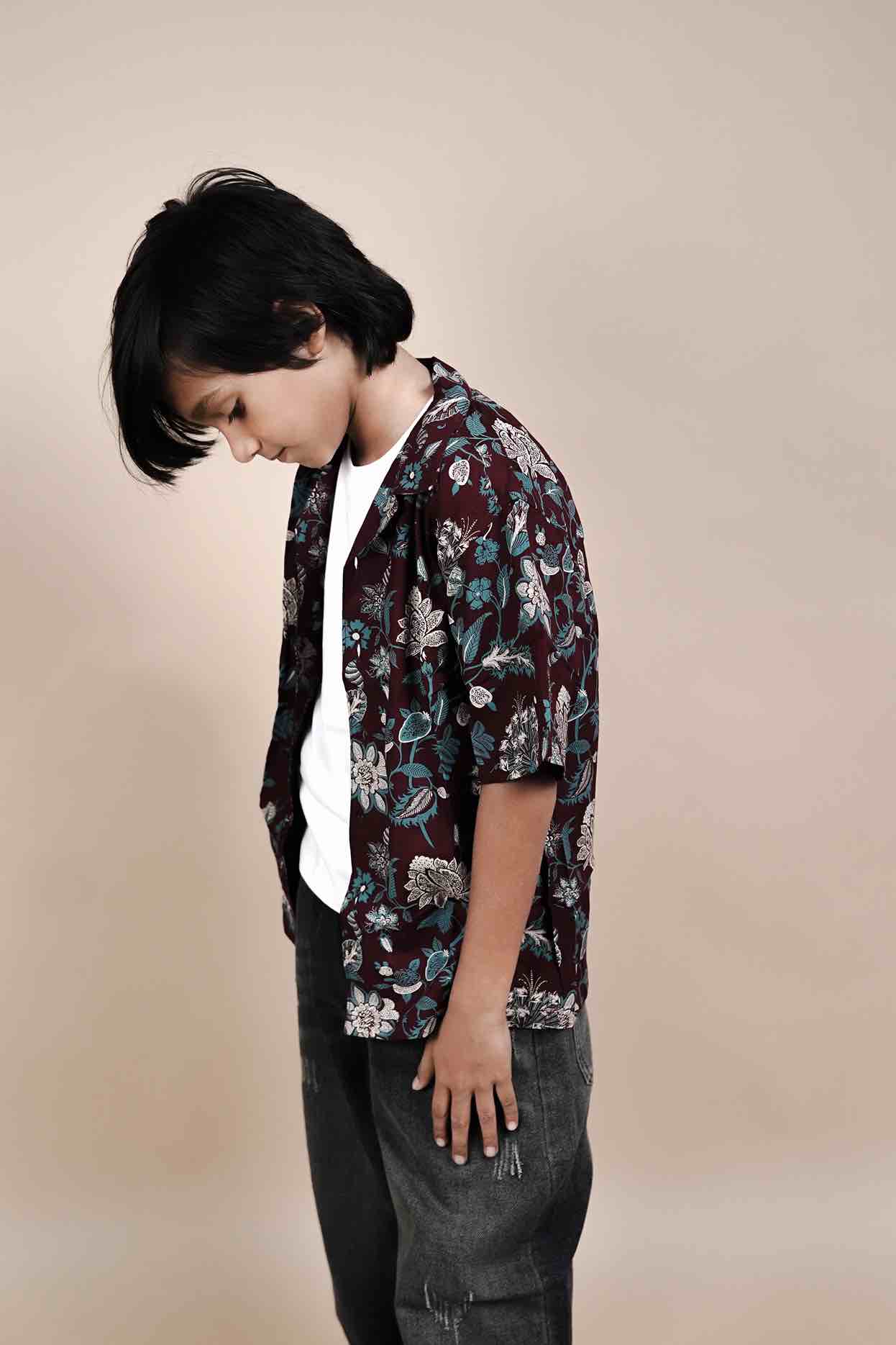 Floral Print Short Sleeve Shirt for Kids