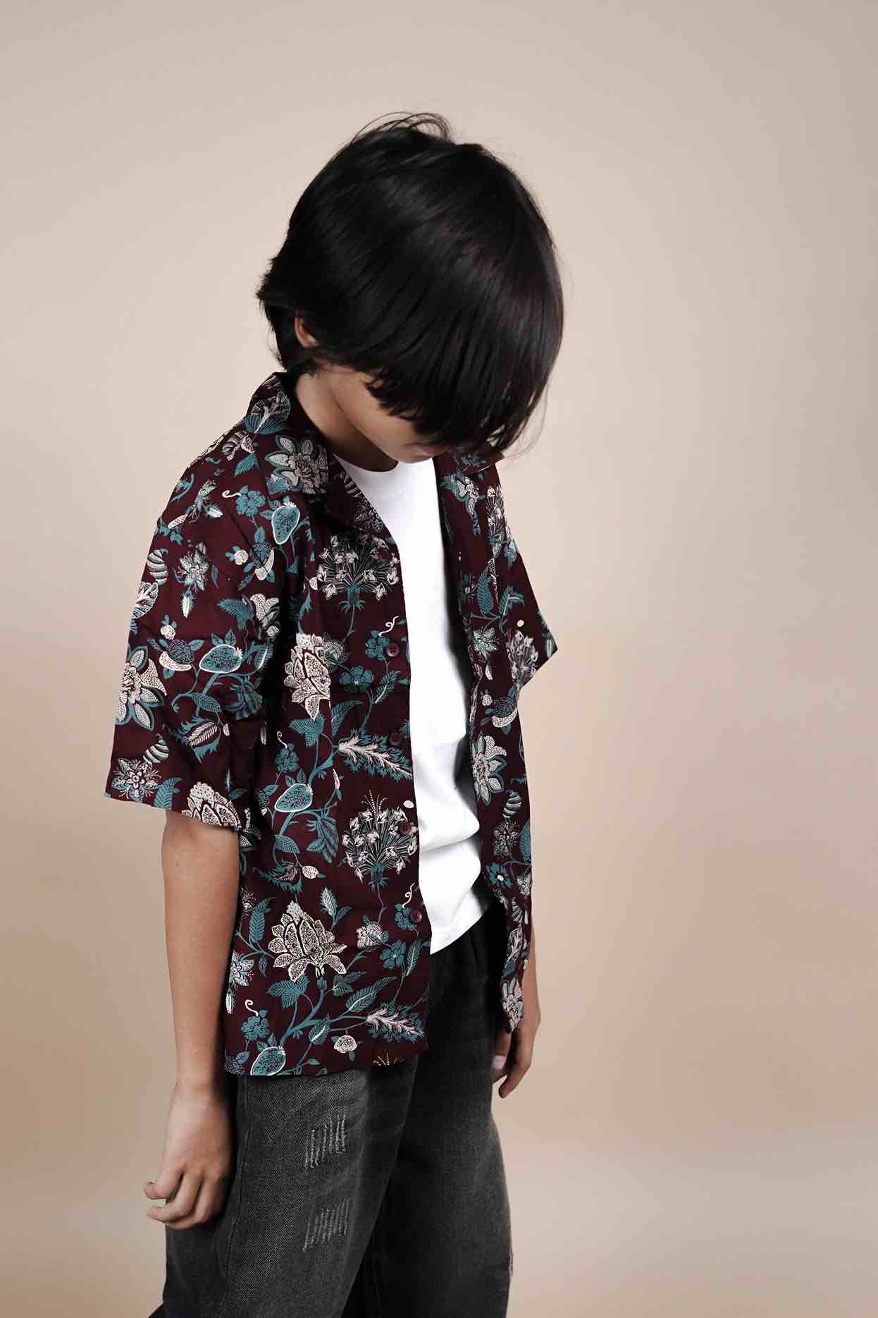 Floral Print Short Sleeve Shirt for Kids
