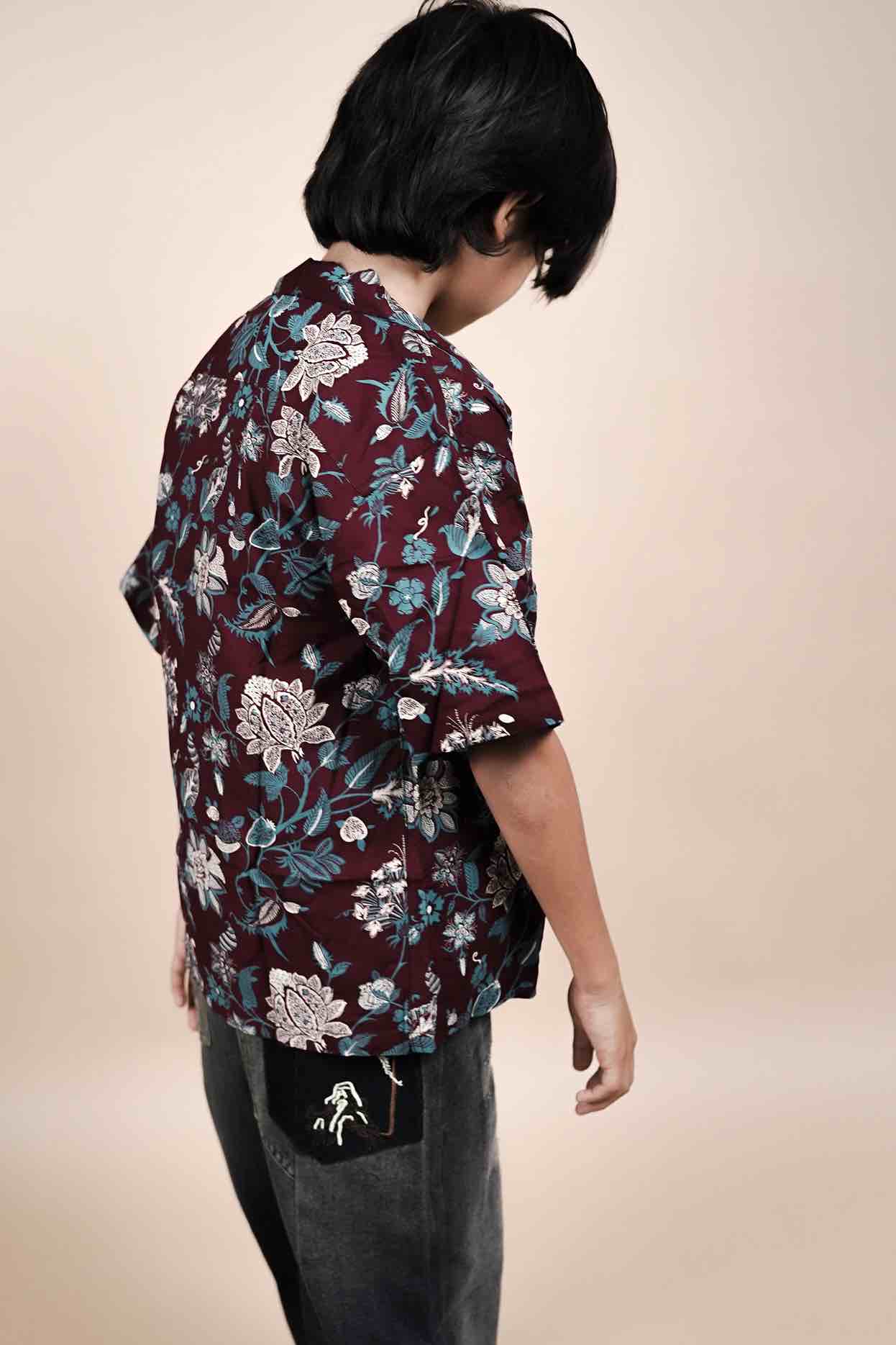 Floral Print Short Sleeve Shirt for Kids