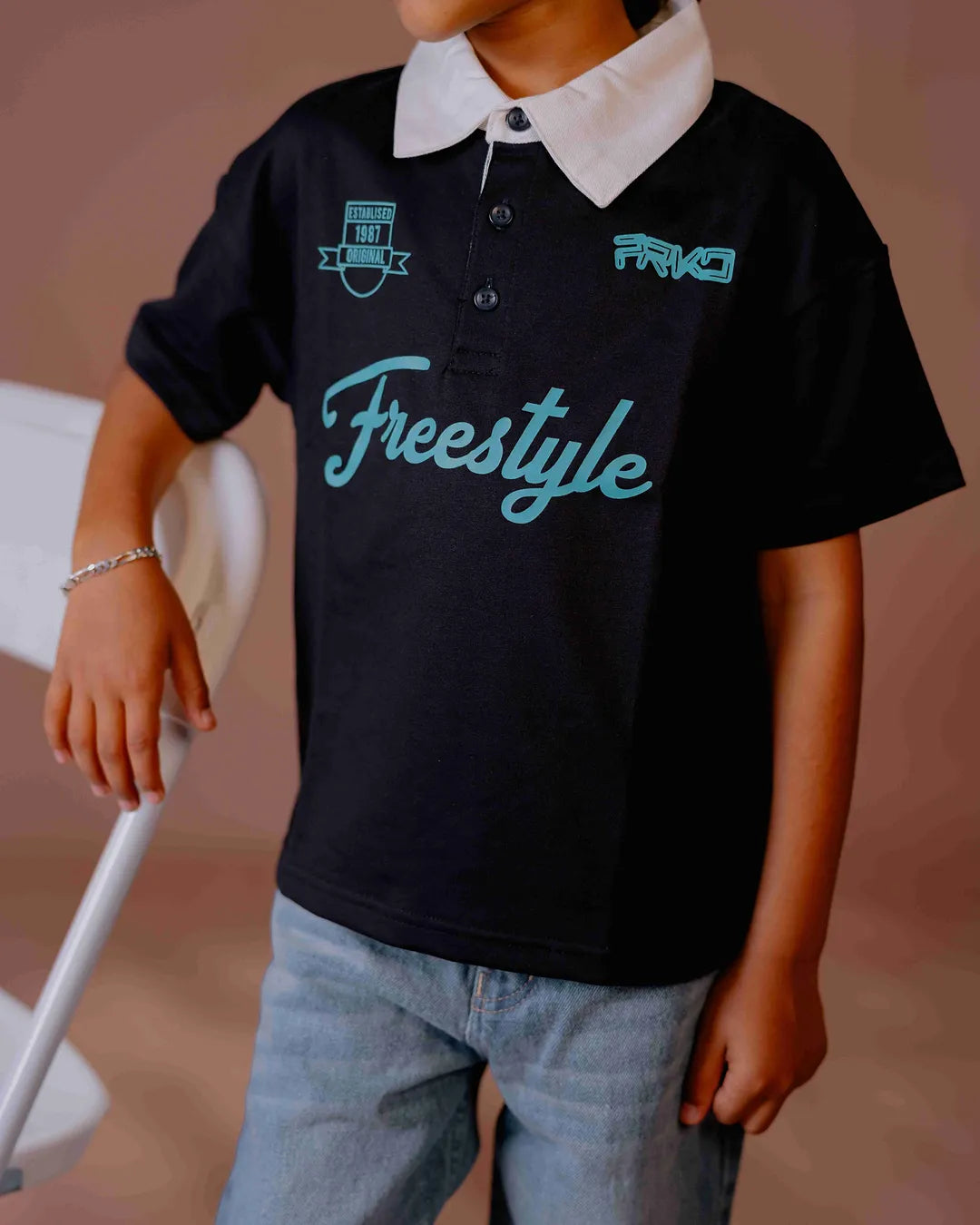 Kids Freestyle Polo T-Shirt – Trendy Contrast Collar