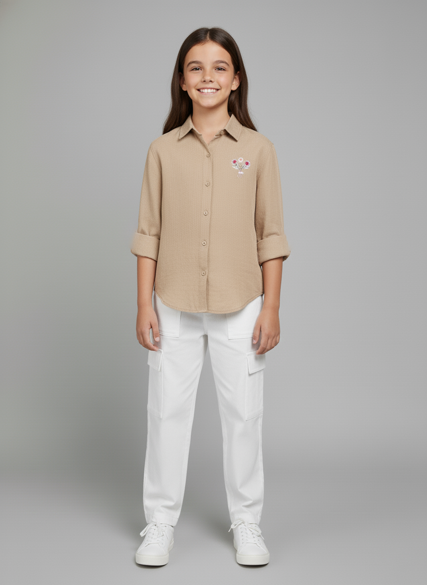 Blossom Embroidered Button-Up Shirt