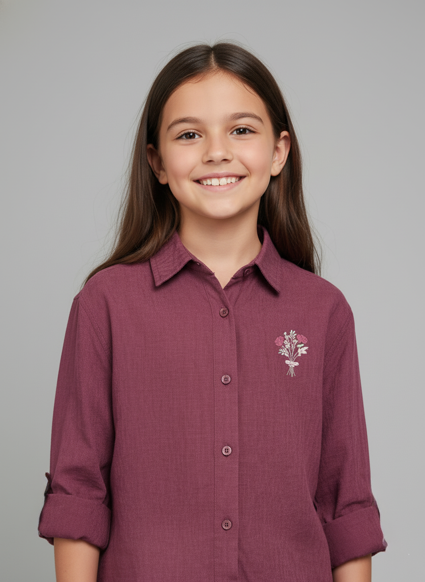 Mulberry Bloom Embroidered Shirt