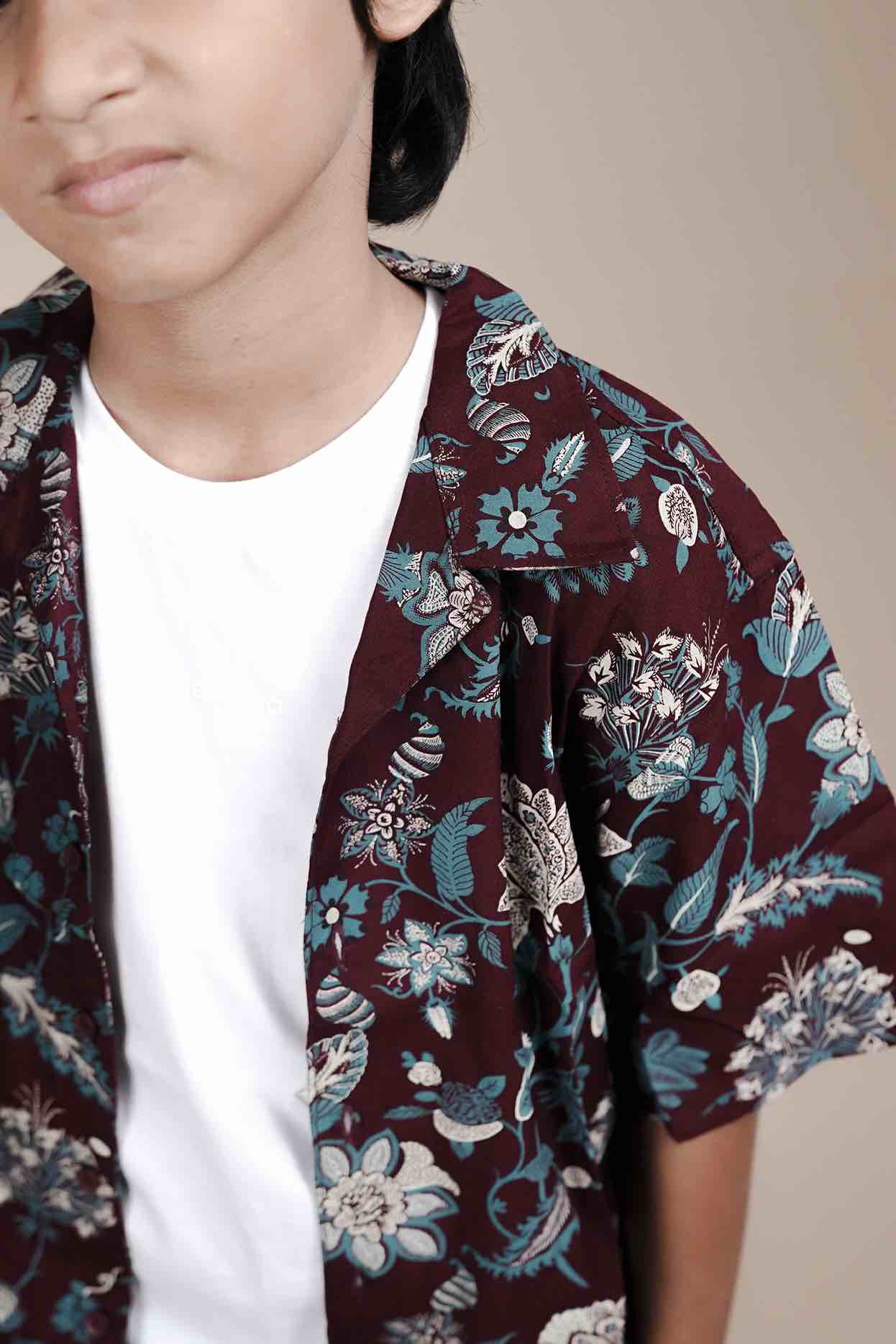 Floral Print Short Sleeve Shirt for Kids