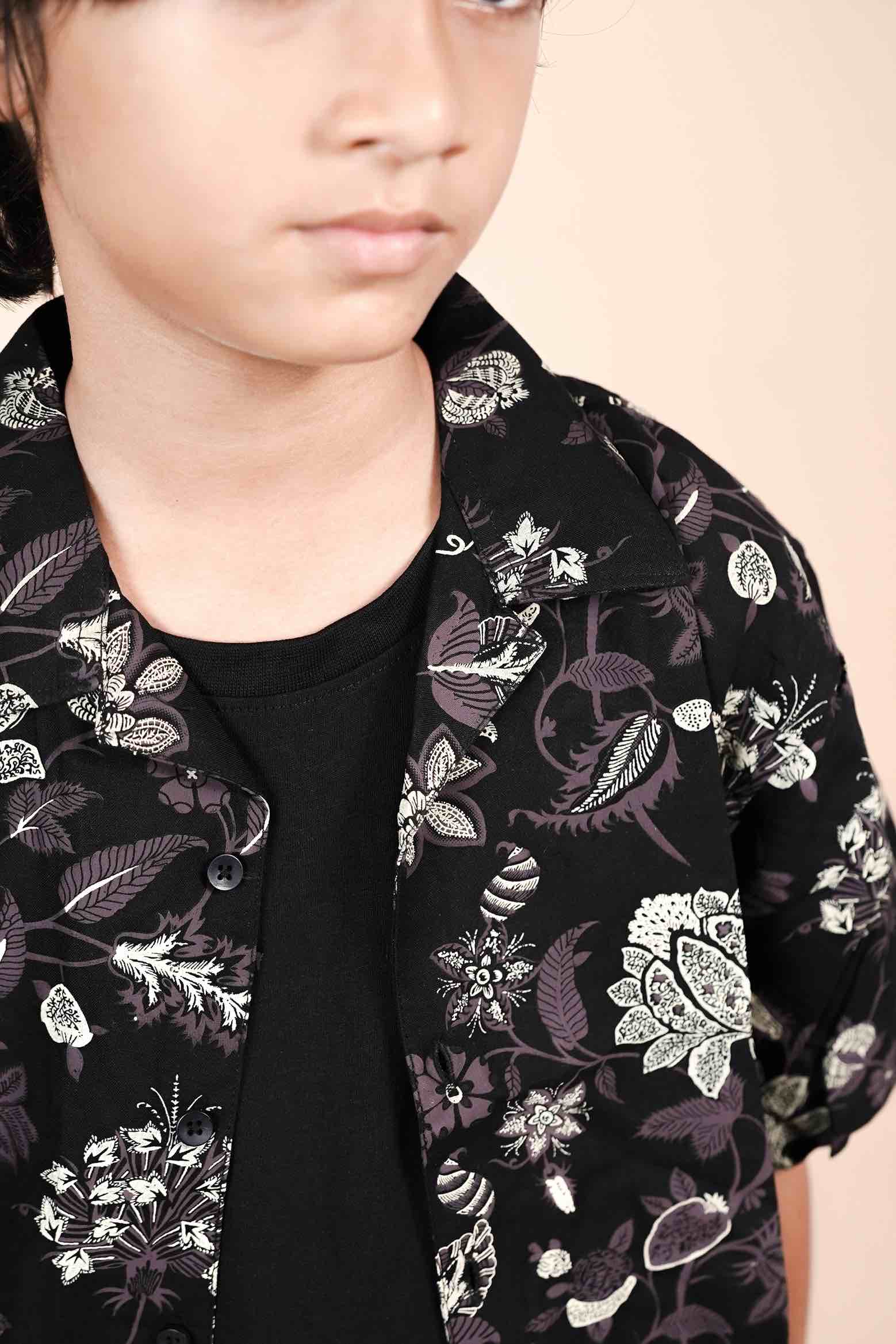 Floral Print Short Sleeve Shirt for Kids